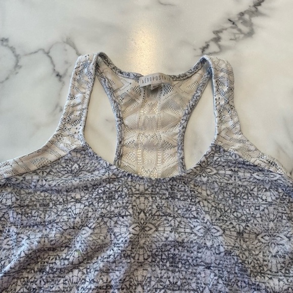 Aeropostale top, gray lace pattern knitted tank top ladies, extra small - Picture 8 of 16